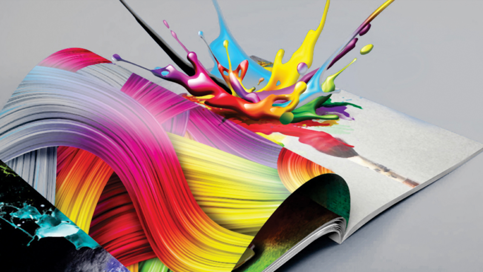 Colorful digital printing sheets with ink splashes